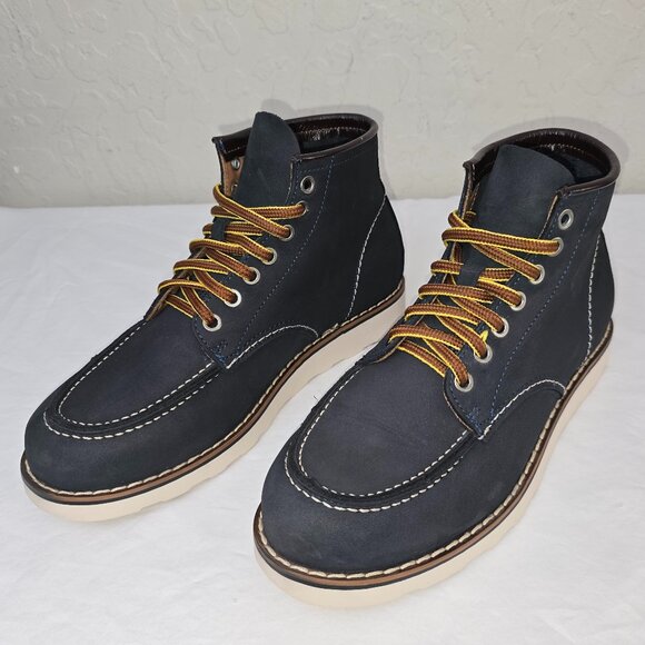 Schnee ELM Italian Collection Women’s Blue Nubuck 6" Moc Toe Lace Up Boots Sz 40 - Picture 4 of 10